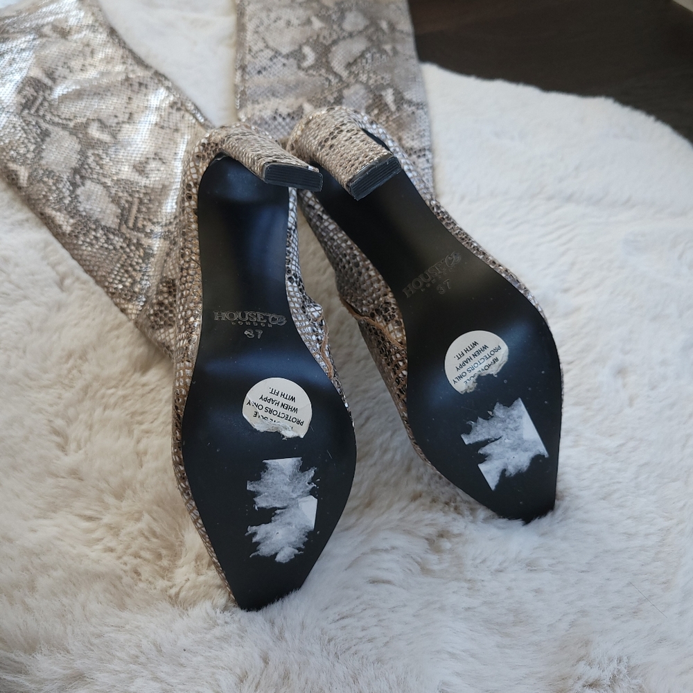 House of CB Snake Print Over the Knee Boots - Picture 11 of 15